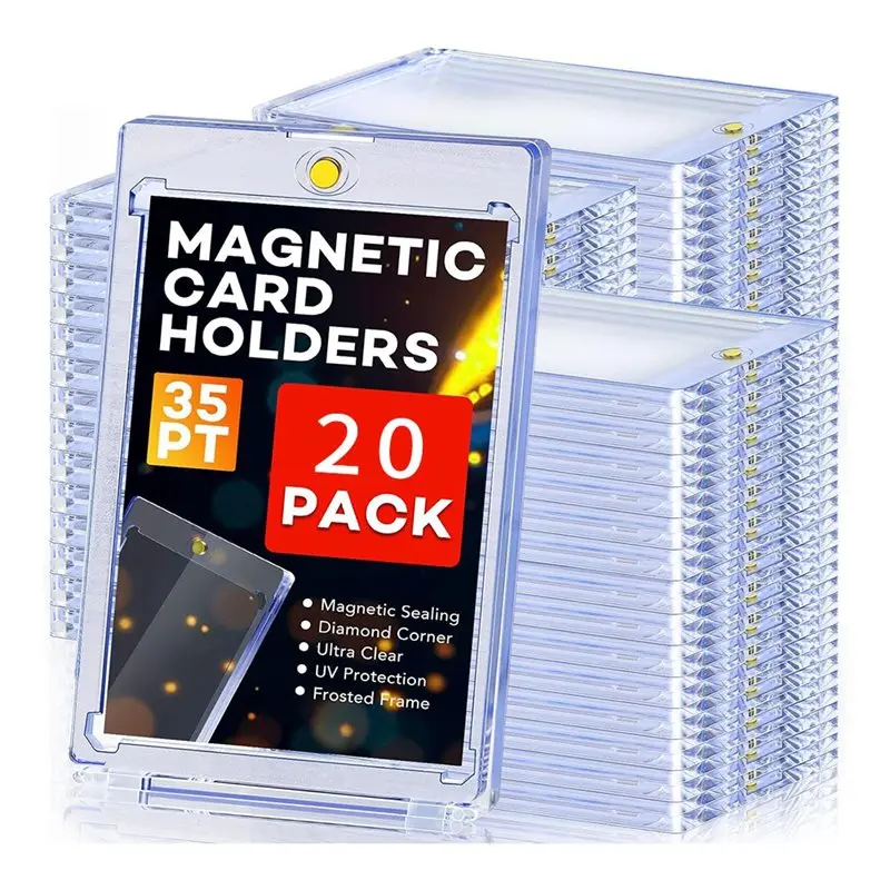 

【АКЦИЯ】Прозрачный синий футляр для карт из твердого пластика с защитой от УФ-излучения, 20 шт., магнитные держатели для карт, толщина 35 мм, дизайн One Touch