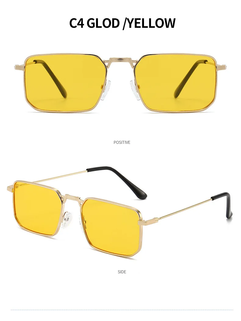 Hohe Qualität Rechteck Sonnenbrille Frauen Metall Rahmen Gläser Vintage Marke Quadrat Sonnenbrille für Männer Shades Weibliche Brillen – Detail 12