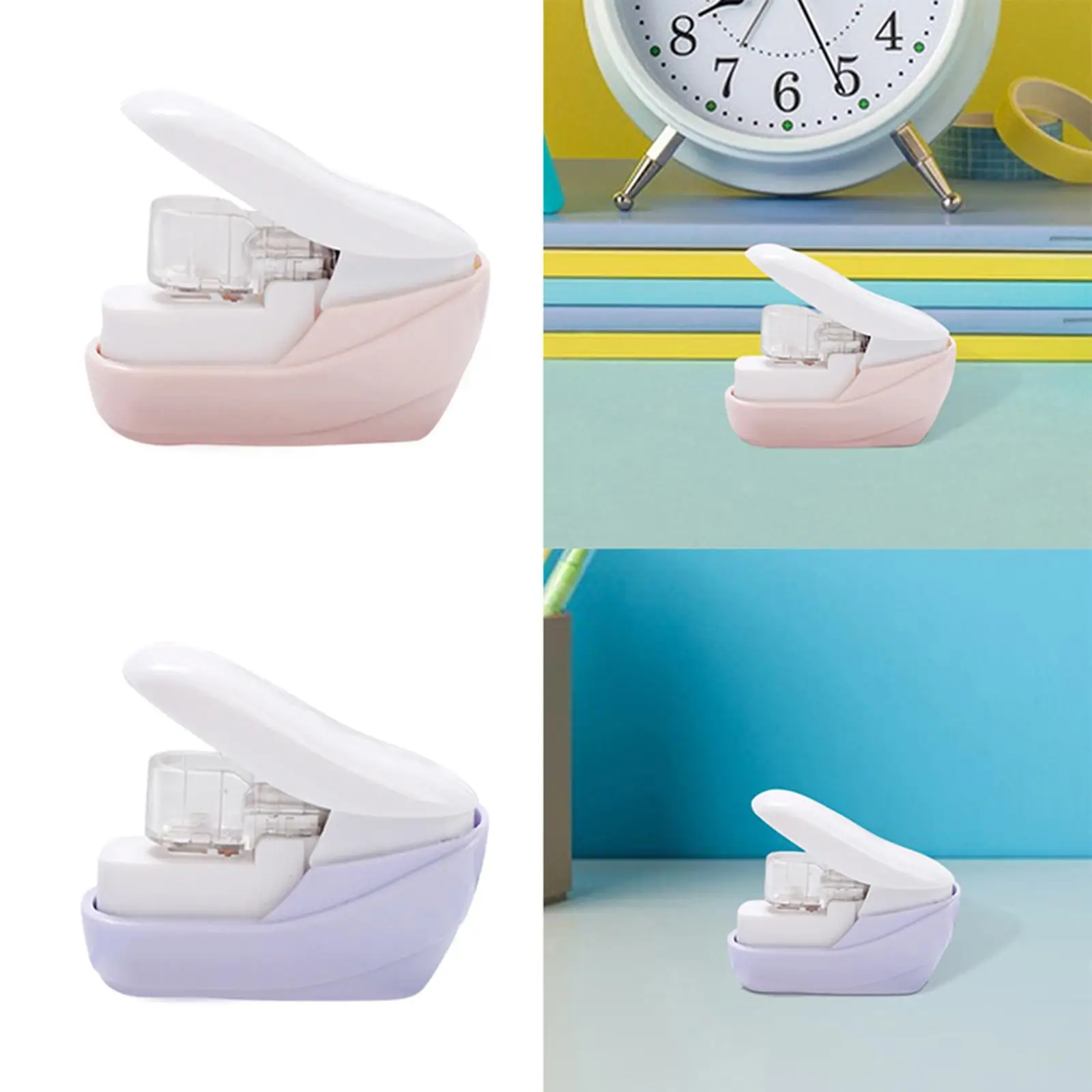 دباسة بدون إبرة بسعة 2 إلى 4 أوراق للوازم المكتبية دليل كرتوني صغير لمحبي الحرف اليدوية في الفصول الدراسية للأطفال والكبار