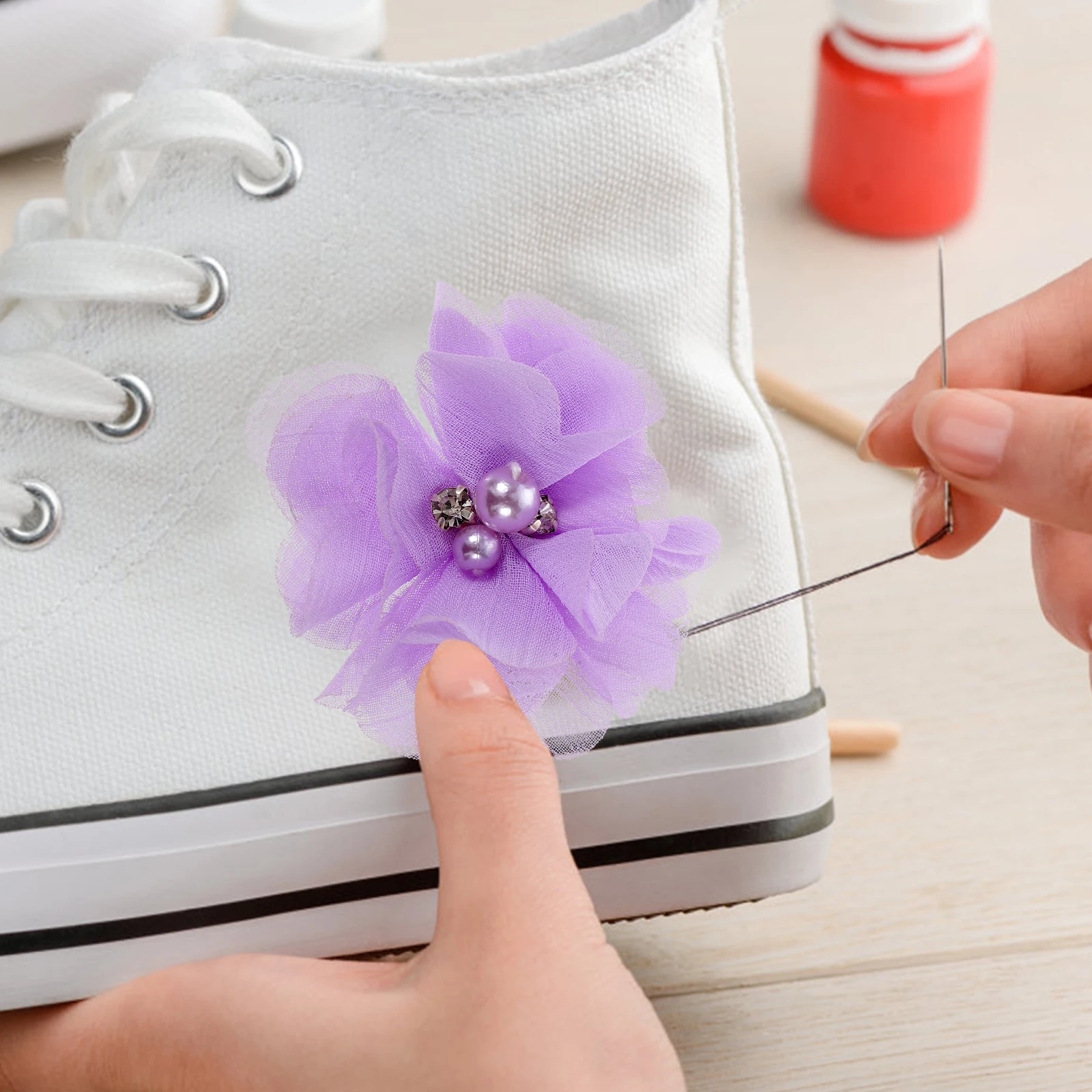 

Stylish Chiffon PP Sewing Flowers 30Pcs Decorative Craft Fabrics Multi Use Accessories For Garments Curtains Ribbon