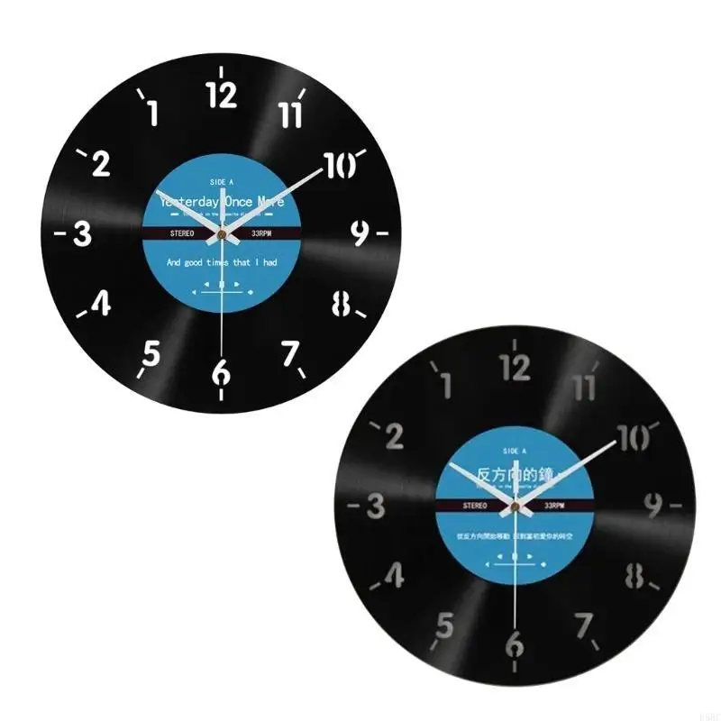 Artistic Vinyls Record Reverse Motion Wall Clock 12Inch for Home Office Decors