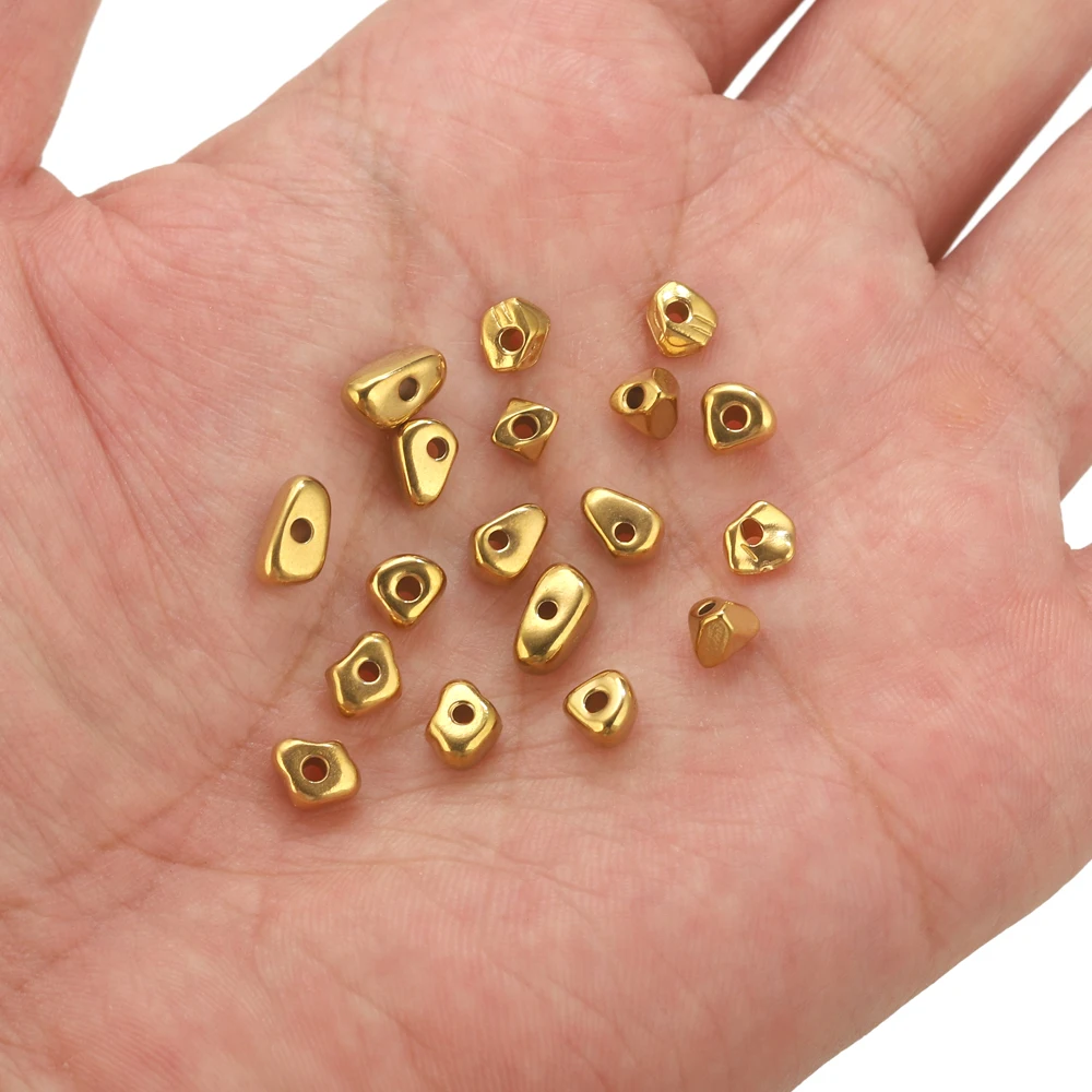 20 stücke Edelstahl Unregelmäßige Spacer Perlen Für Schmuck Armband Machen Lose Perlen DIY Gold Perlen Schmuck Liefert Zubehör – Detail 2