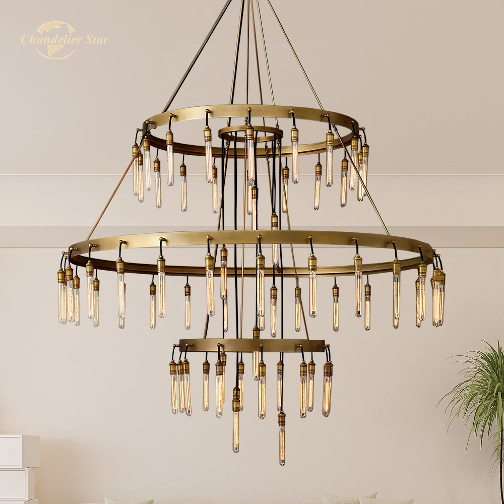 

Modern Round Chandelier Black Brass LED Axis Chandeliers Decoration Living Room Dining Room Pendant Lights Fixture