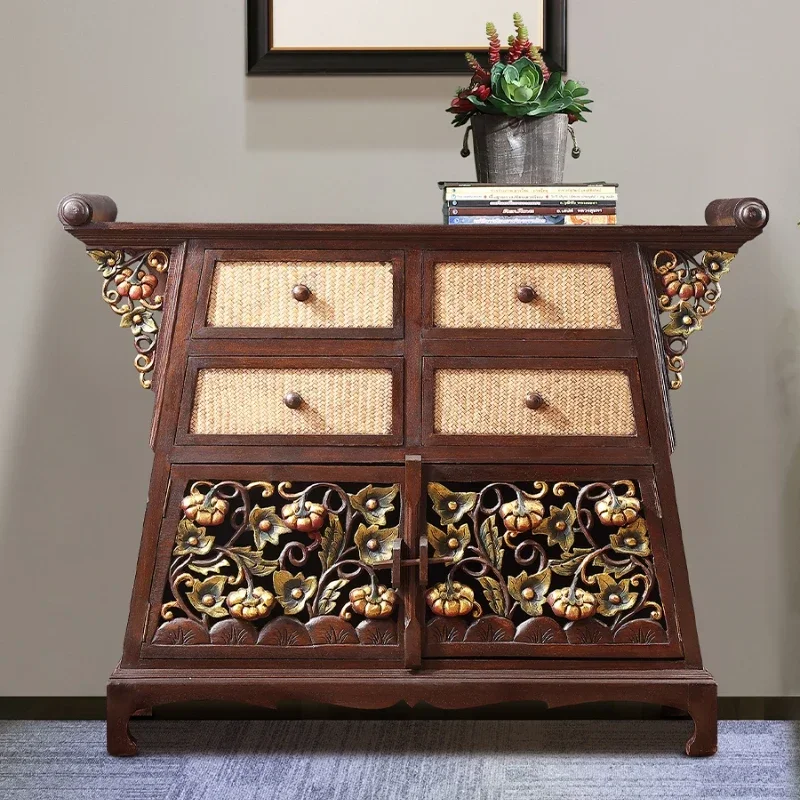 

Тканый резной входной шкаф из массива дерева, стильный шкафчик для спальни, мебель