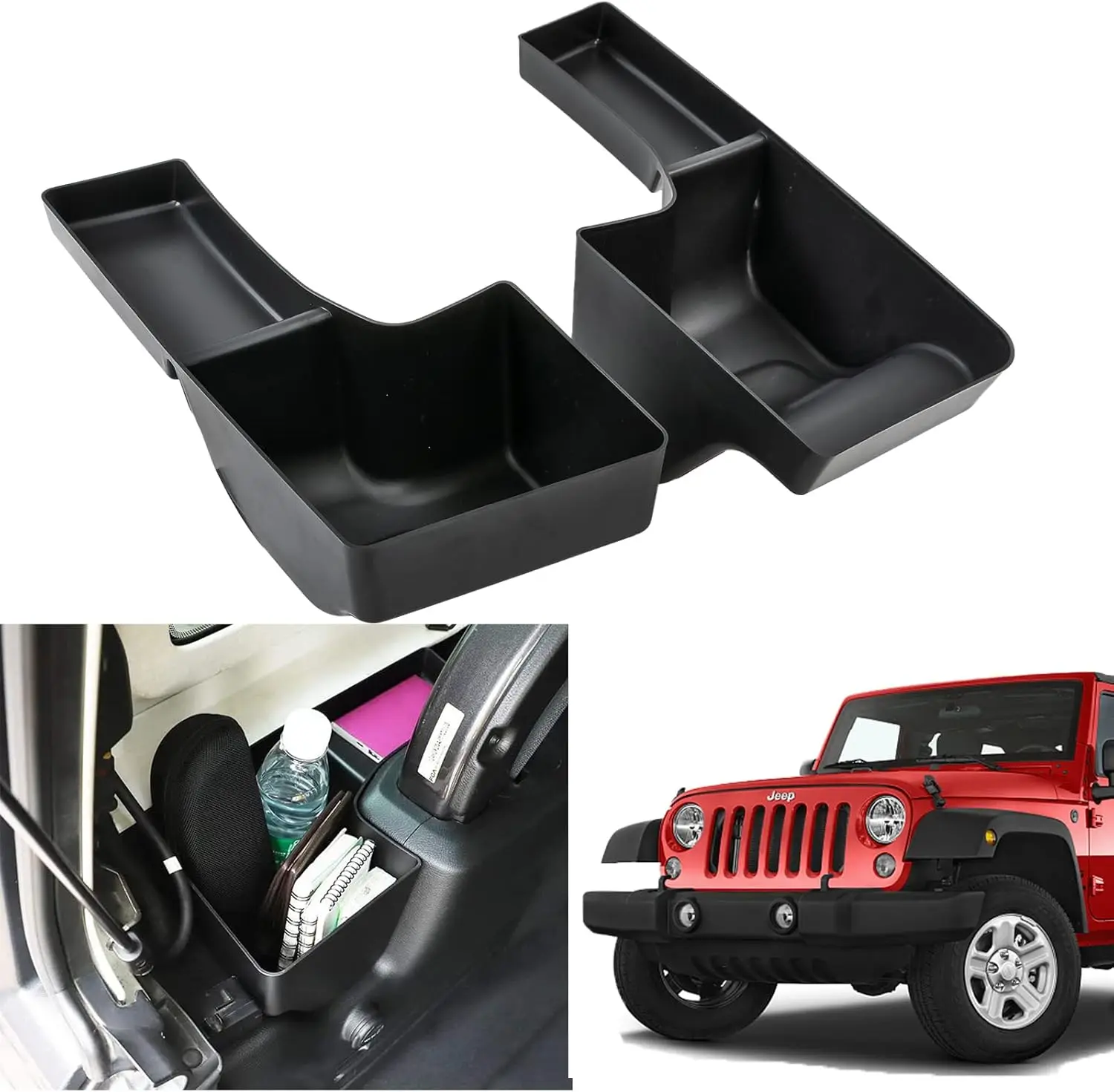 

2Pcs Trunk Organizer Storage Wheel Well Storage Bin Rear for 2018-2023 Jeep Wrangler JL JLU 4-Door Storage Rear Storage Box