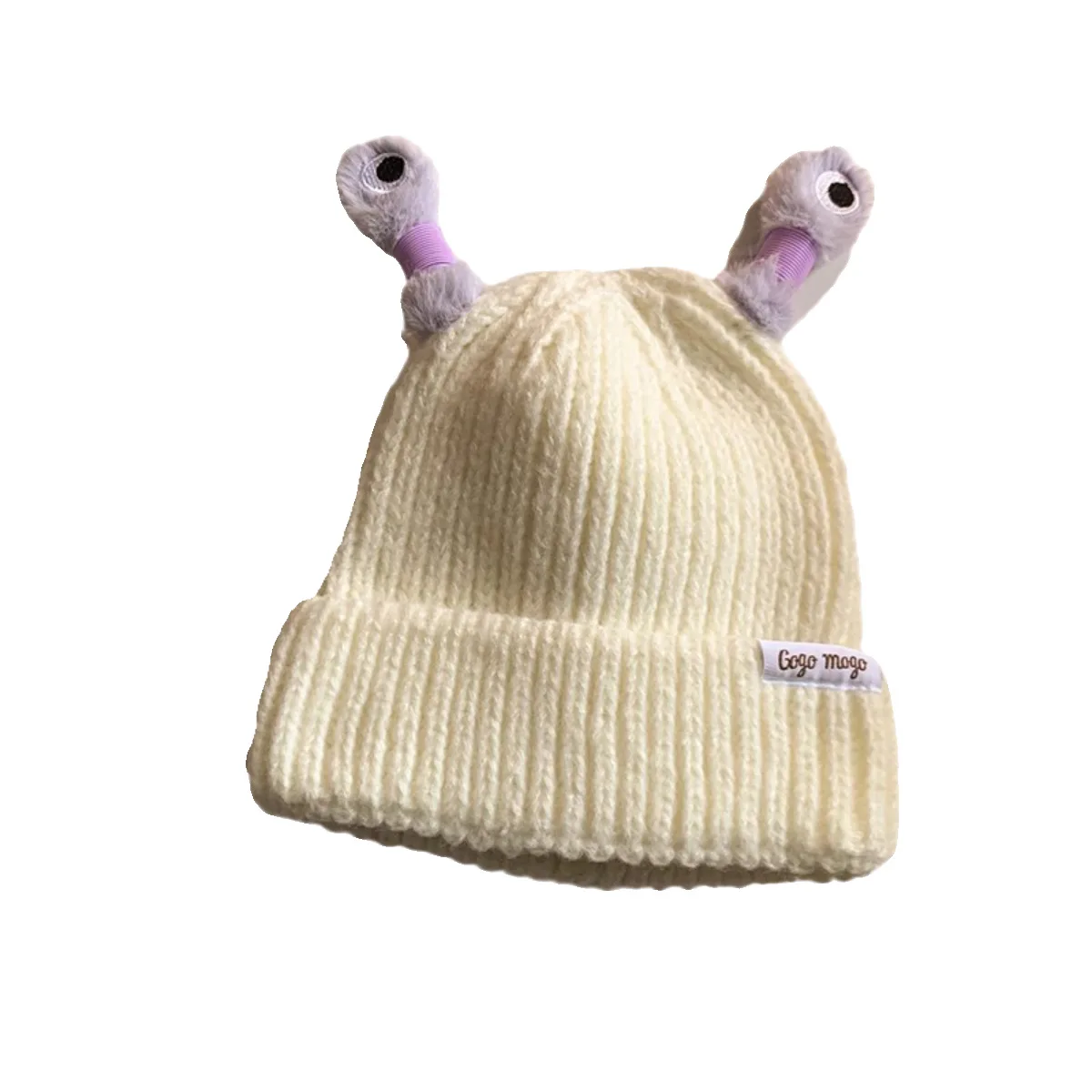 Funny Luminous Led Light Little Monster Eyes Cap Beanie For Women Girls Cute Cartoon Antenna Winter Warm Knitted Woolen Hat