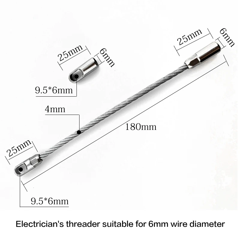 Flexible Fish Tape Leader Replacement Leader Wire Cable Puller with Roller for 4mm 5mm 6mm Fish Tape Wire Puller