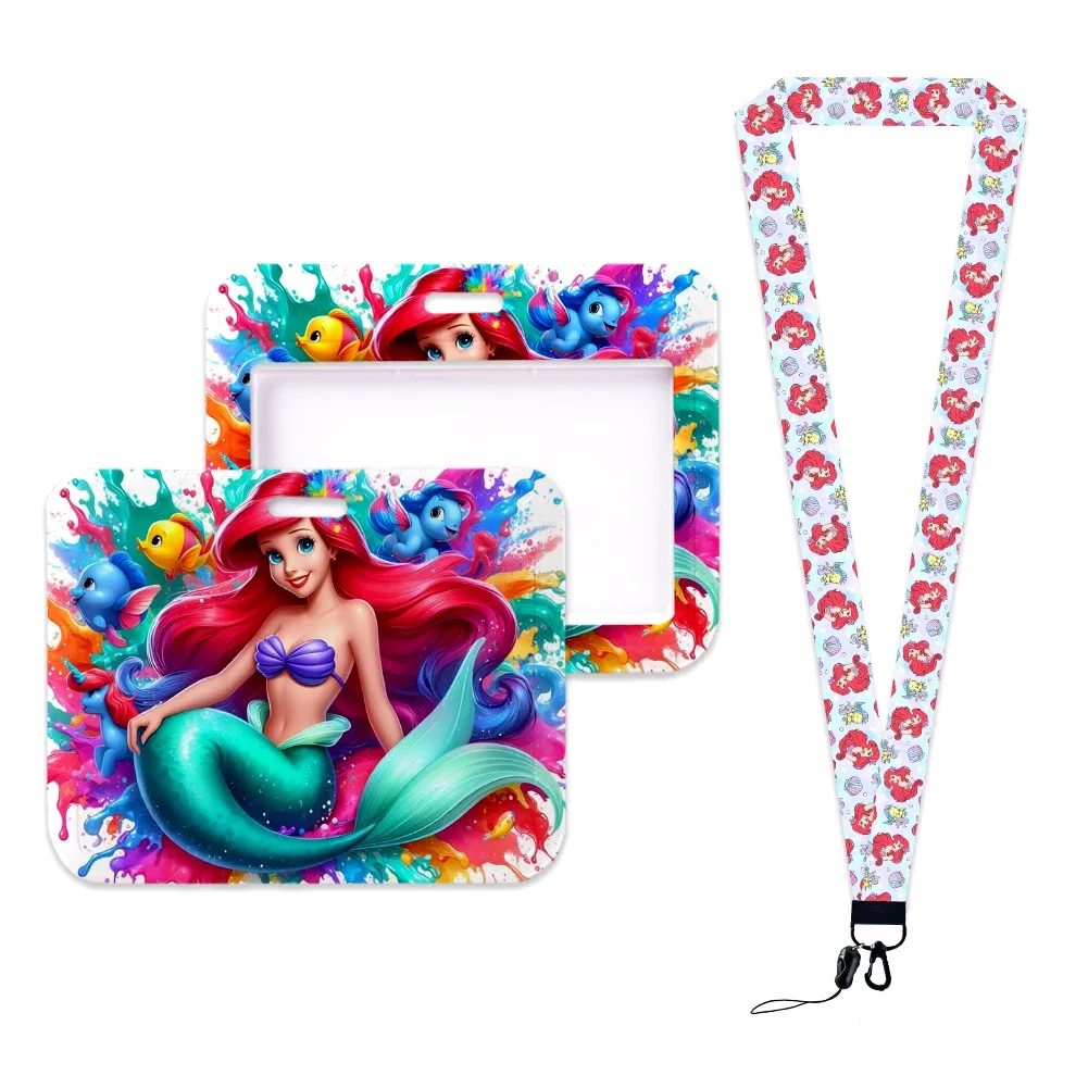 

Disney Movie The little Mermaid Lanyards Horizontal ID Badge Holder Strap Work Card Bus Access Card Holder Keychains Accessories