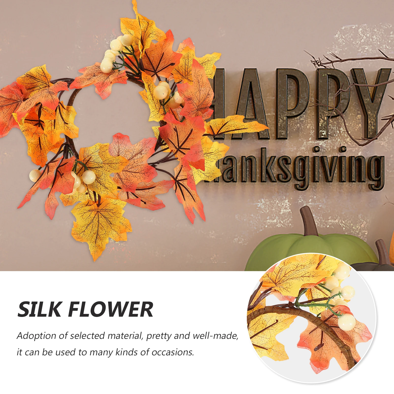 

Maple Leaves Fall Front Door Wreath Autumn Garland Hanging Thanksgiving Day Rustic Wall Decor Rings Wreaths