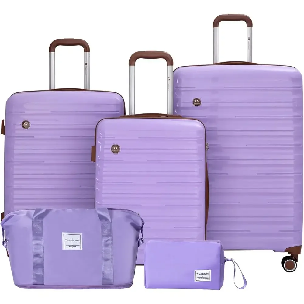 

Набор из 5 чемоданов с жестким корпусом на колесах, легкий, с замком TSA, включая ручную кладь и косметичку (20/24/28 дюймов)