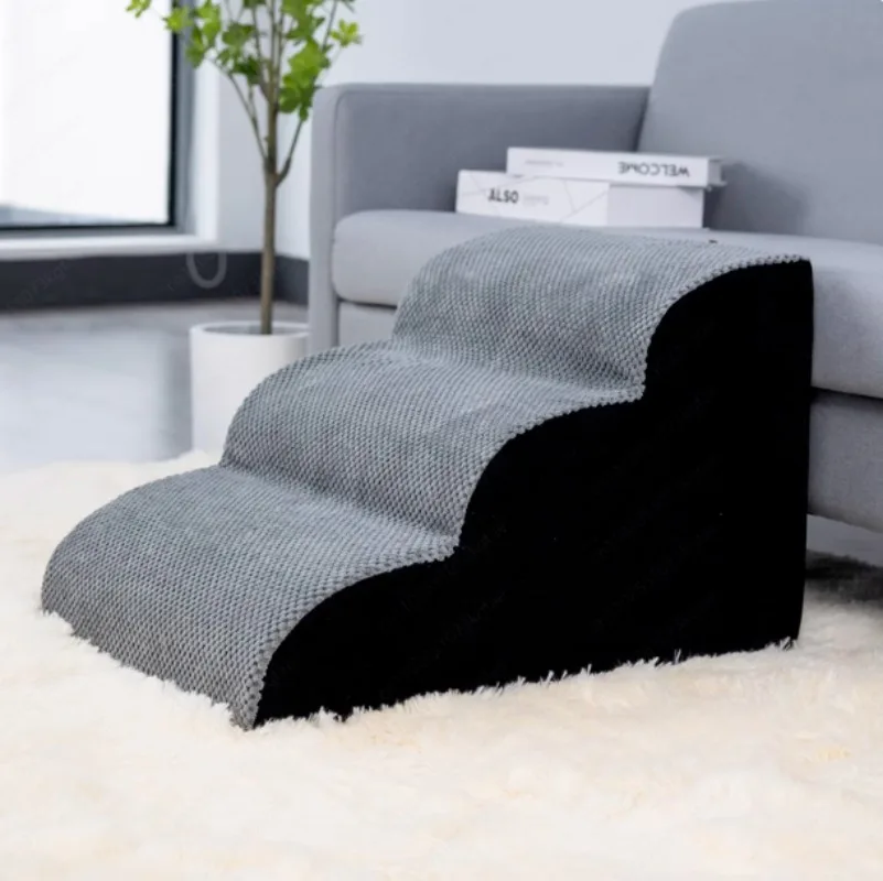 Detachable Pet Stairs, High-density Soft Sponge Dog Ramp Stairs, Ultra wide Anti Slip Steps, Suitable For High Beds Or Sofas
