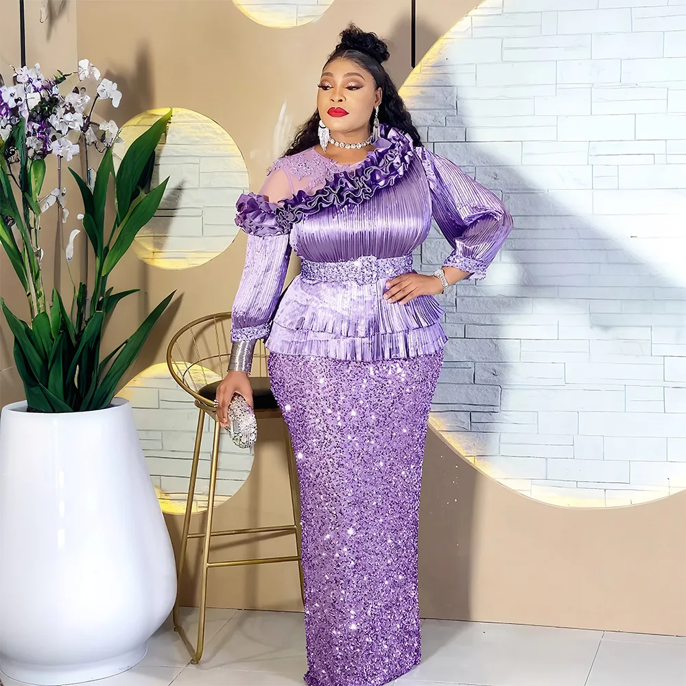 

African Plus Size Dresses for Women Sequin Evening Wedding Party Dress Dubai Abaya Turkey Kaftan Ankara Dashiki Africa Clothing