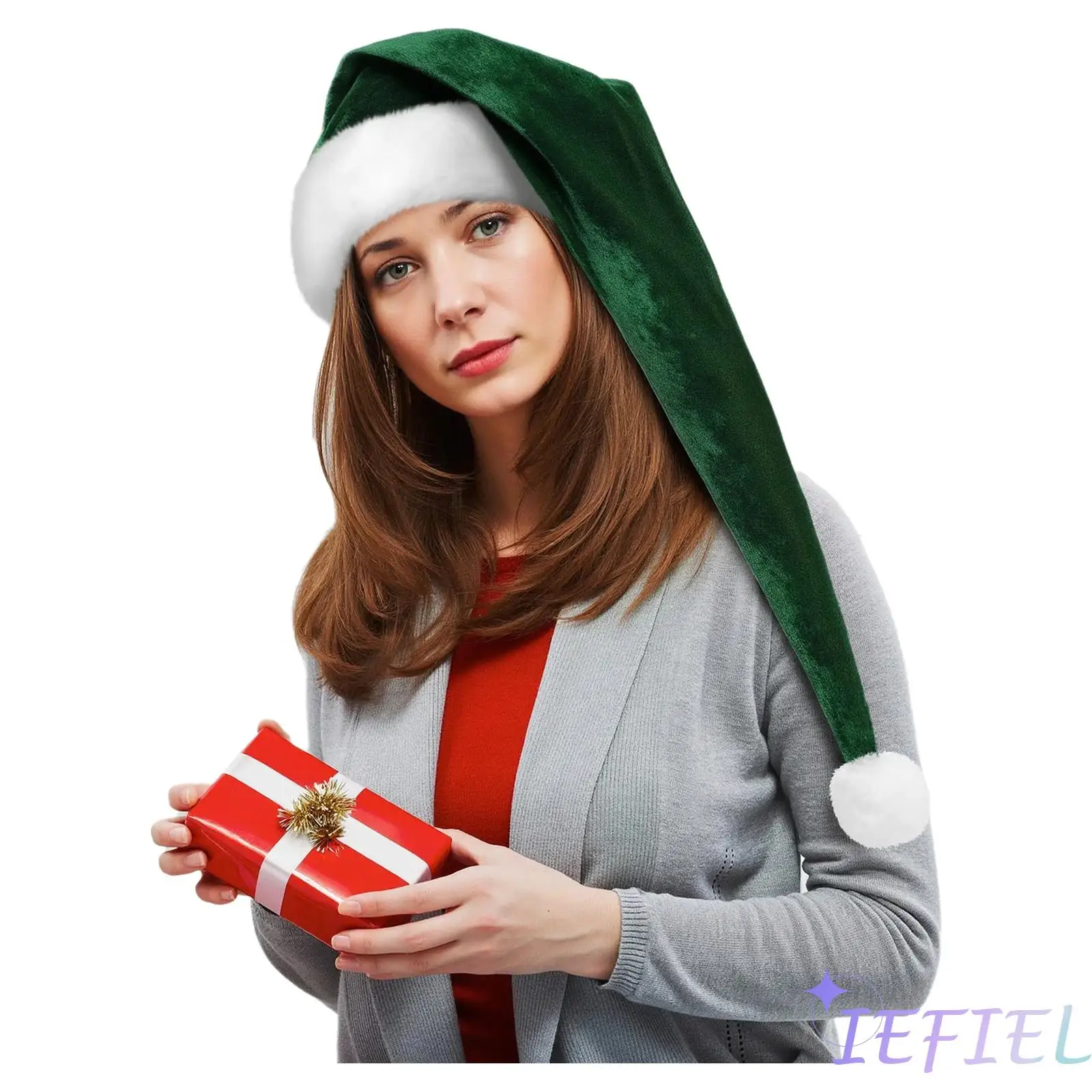 

1Pc Christmas Hat Santa Hat for Adults Unisex Plush Ball Xmas Cap for New Year Christmas Headwear Party Supply
