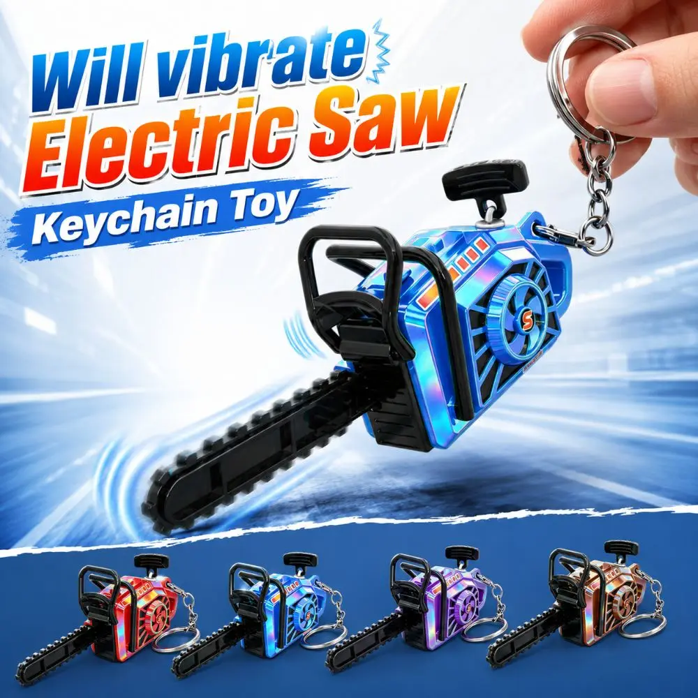 Plastic Electric Saw Keychain Clockwork Pull Rope Power Saw Bag Pendant Portable Handheld Logging Saw Gift Key Decor