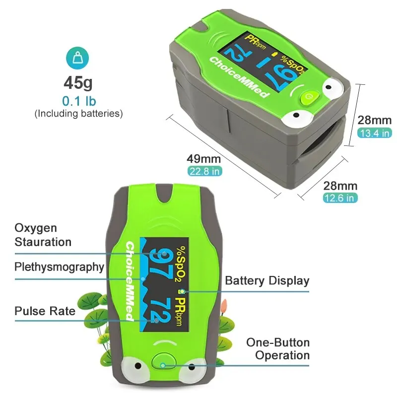 ChoiceMMed Children Finger Pulse Oximeter Blood Oxygen Saturation Monitor Pulse Rate Meter Pulse Oxiometer OLED Oximetro De Dedo