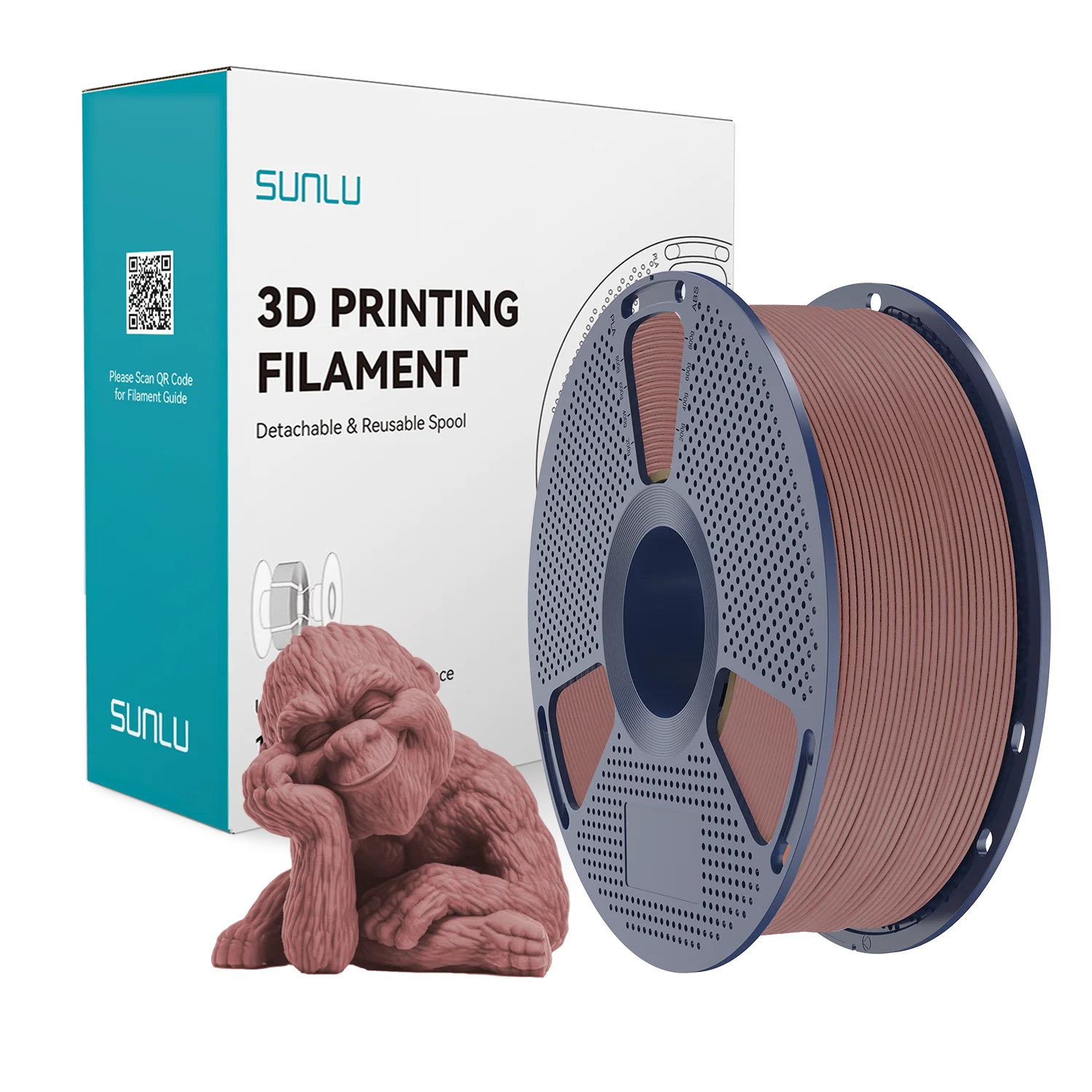 SUNLU Houten Filament met Meerdere Houtsoorten, PLA 3D-printerfilament, geen kromtrekken, geen draadvorming, 3D-filament