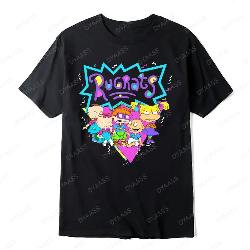 Nickelodeon Rugrats شخصيات سعيدة الرجعية الكرتون تي شيرت محايد الشارع ارتداء عادية 90s الحنين حفلة قصيرة الأكمام قميص