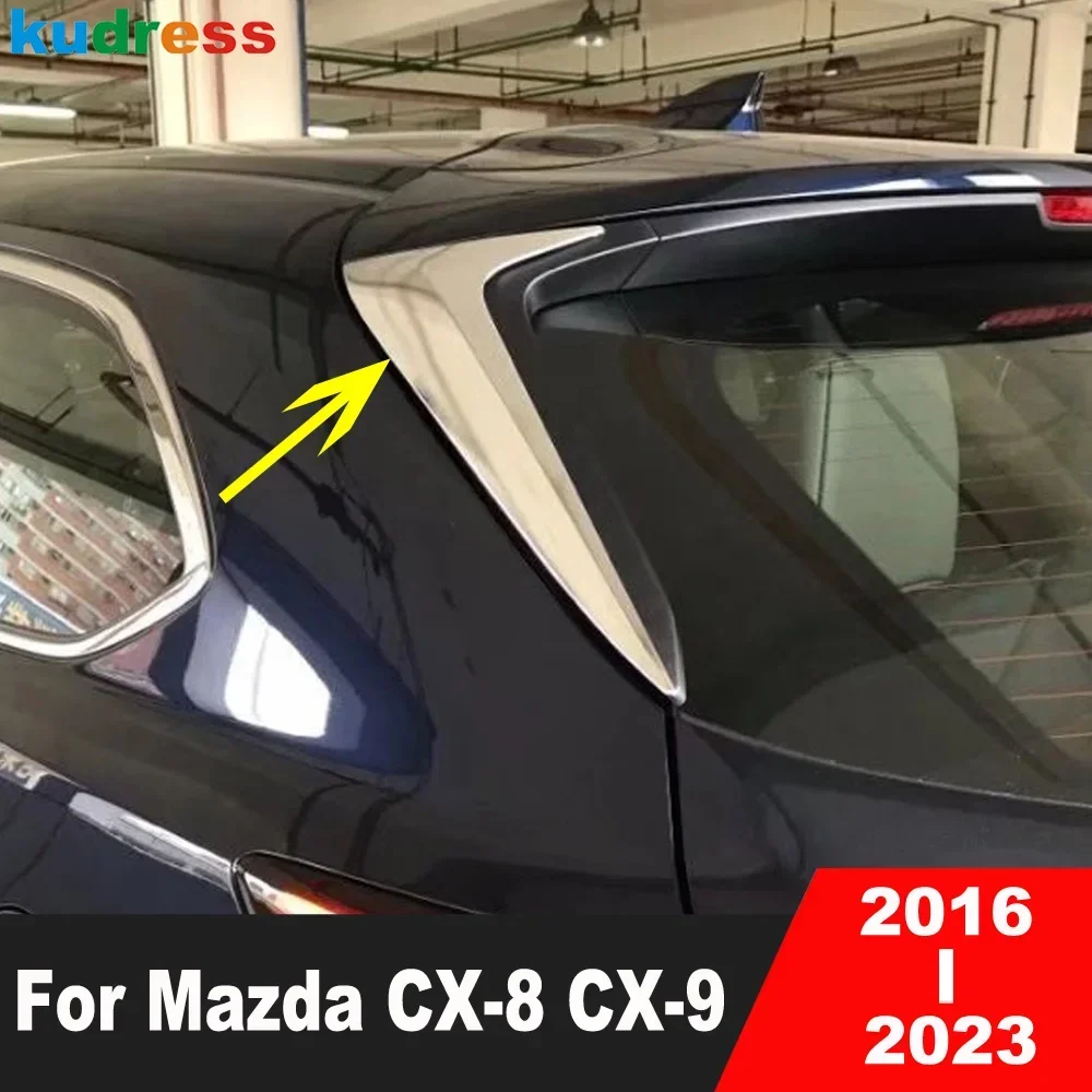 For Mazda CX9 CX-9 2016-2023 CX8 CX-8 2017-2024 Chrome Car Rear Window Cover Trim Side Wing Spoiler Frame Trims Accessories