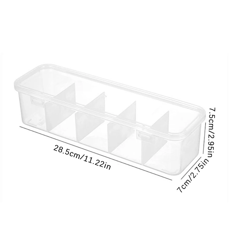 1PC 5 Grids Multifunctional Hair Accessories Storage Box Jewelry Organizer Transparent Compartment Desktop Home Storage Box