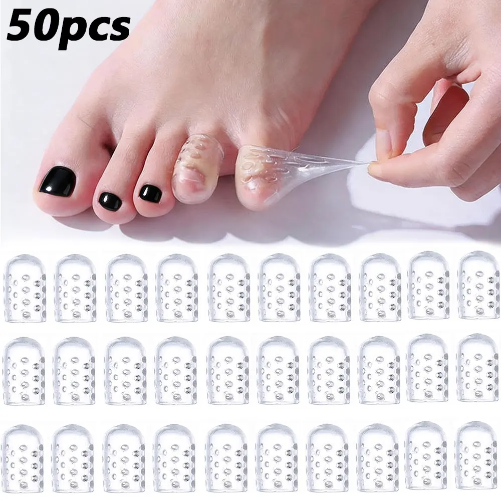 10/30/50pcs Breathable& Elasticity Silicone Toe Caps Clear Soft Gel Anti-Friction Toe Protector 1.5*2.5cm Silicone Toe Sleeves