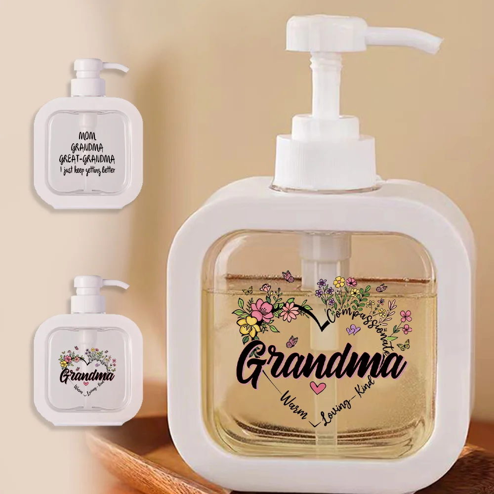 

500ml Portable Press Type Lotion Bottle Portable Makeup Container Bathroom Accessoires Travel Bottle Grandma Letters Pattern