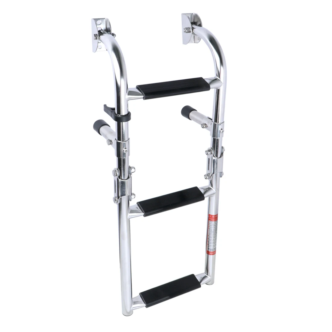 2+1 Steps Transom Mount Folding Stern Ladder Gunwale-Mounted Removable Ladder 3 Steps Stainless Steel Boat Ladder Grips