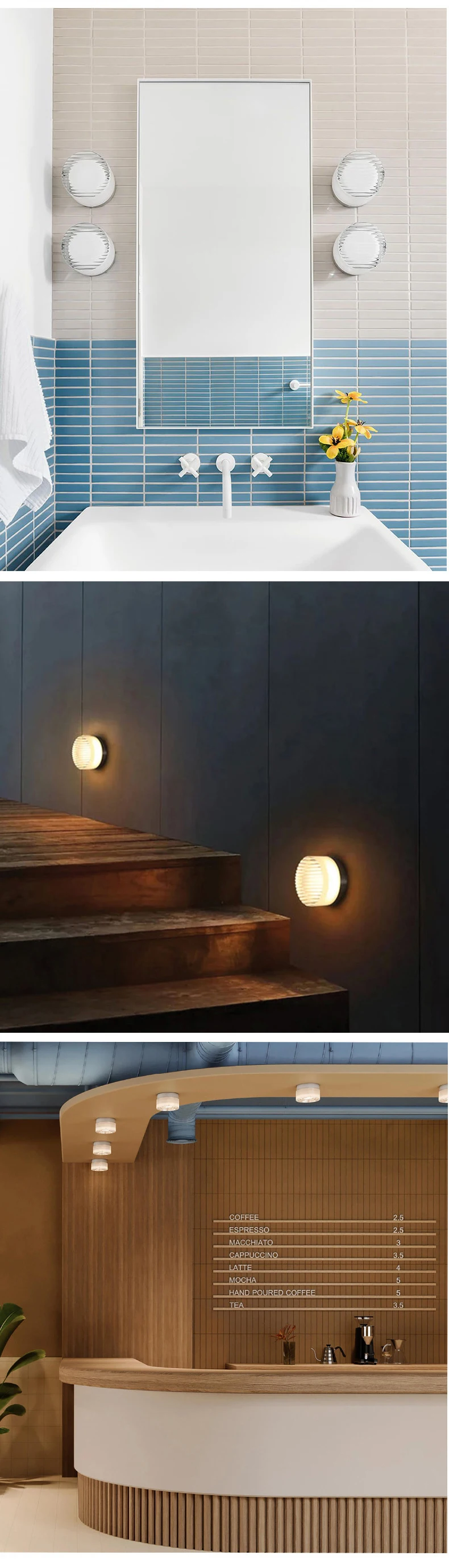 Modern Round Glass Wall Lamps LED Acrylic Corridor Aisle Lamp Minimalist Home Decor Living Room Porch Bedroom Bedside Wall Light