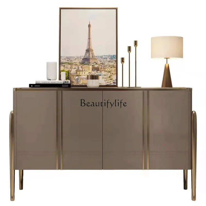 

Italian-Style Light Luxury Paint Sideboard Cabinet Fashion Stone Plate Simple Tea Large Capacity Locker