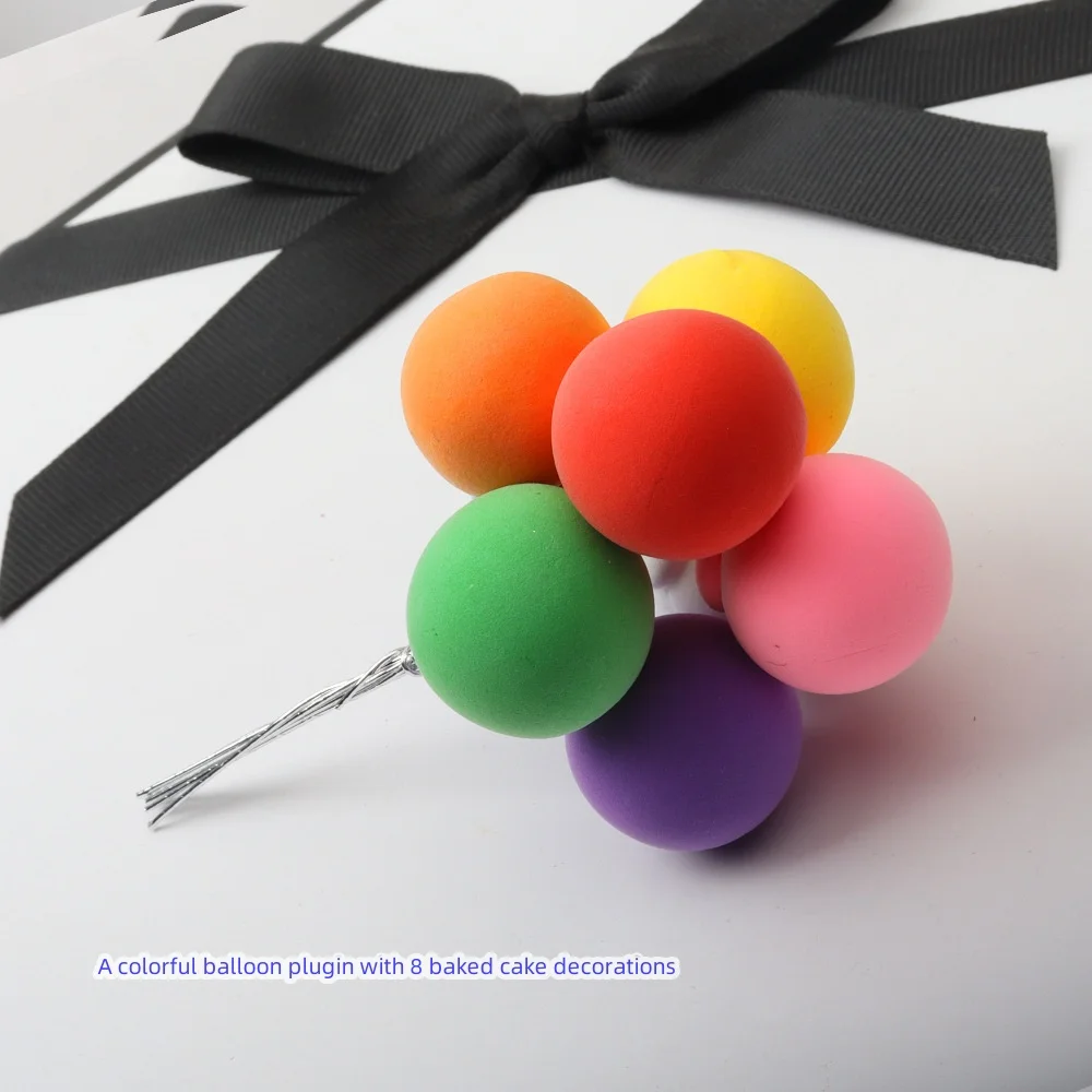 An 8-Piece Cake Decoration Set, Colorful Clay Balloon Bundle Cake Plugin, Cupca…