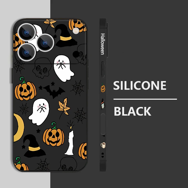 Custodia per telefono modello zucca fantasma per iPhone 17 Pro Max Funda iPhone 16 Pro Max 15 14 13 12 11 16e Air Soft TPU Cordino Cover
