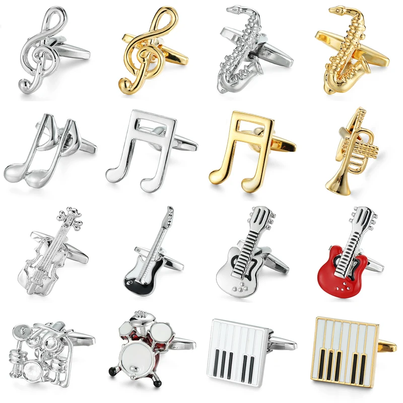 

Classic men's French shirt cufflinks high-end Music Guitar Piano Saxophone Cuff Button business suit accessories jewelry gifts