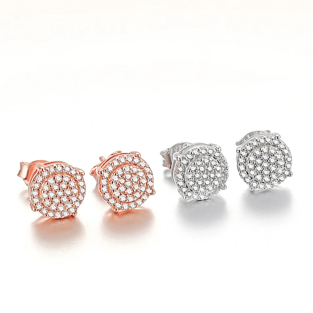 New fashion trend S925 silver full diamond inlaid 5A zircon high-end light luxury ladies short earrings