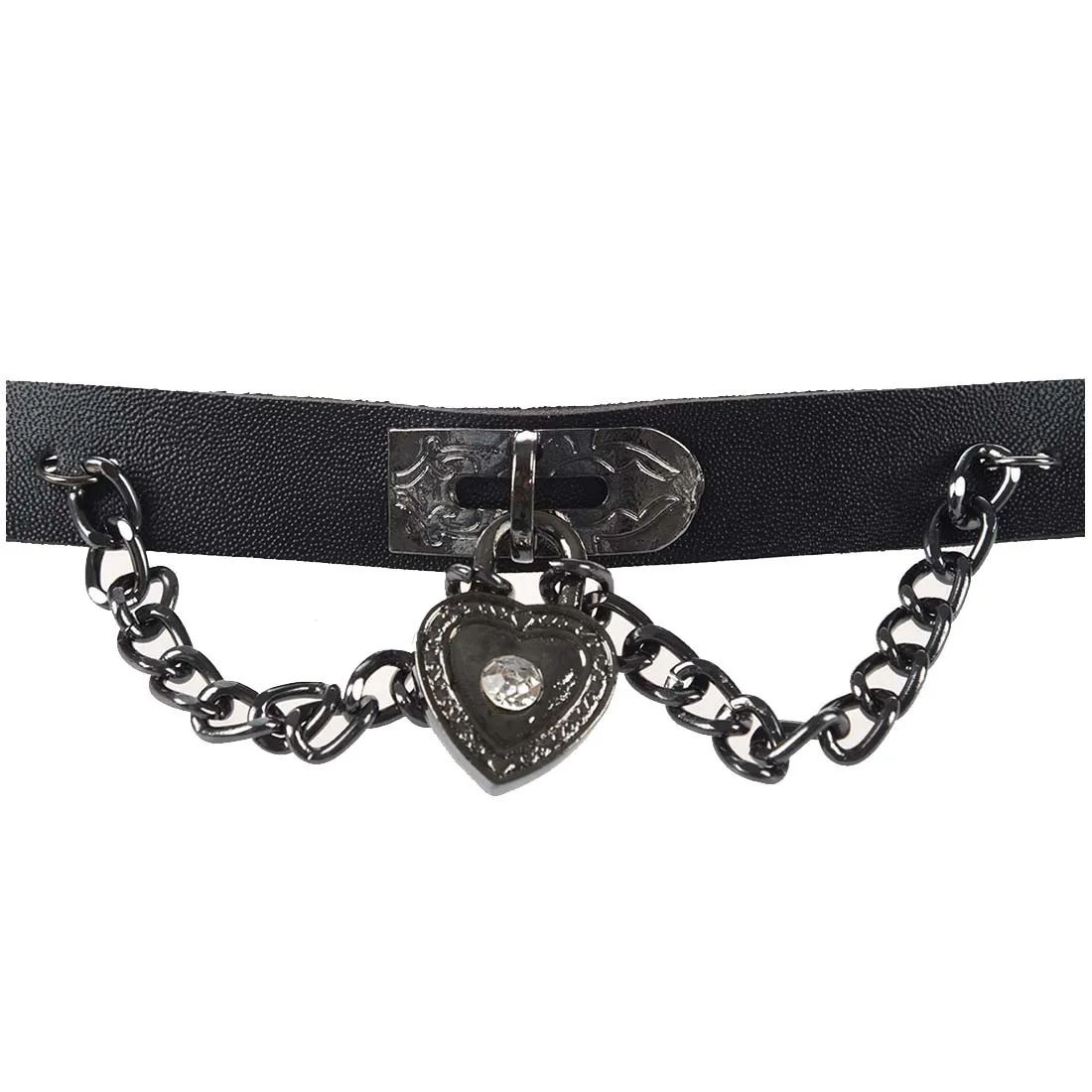สร้อยคอสร้อยคอรูปหัวใจหนังโกธิคโลลิต้า Punk Choker สีดำ