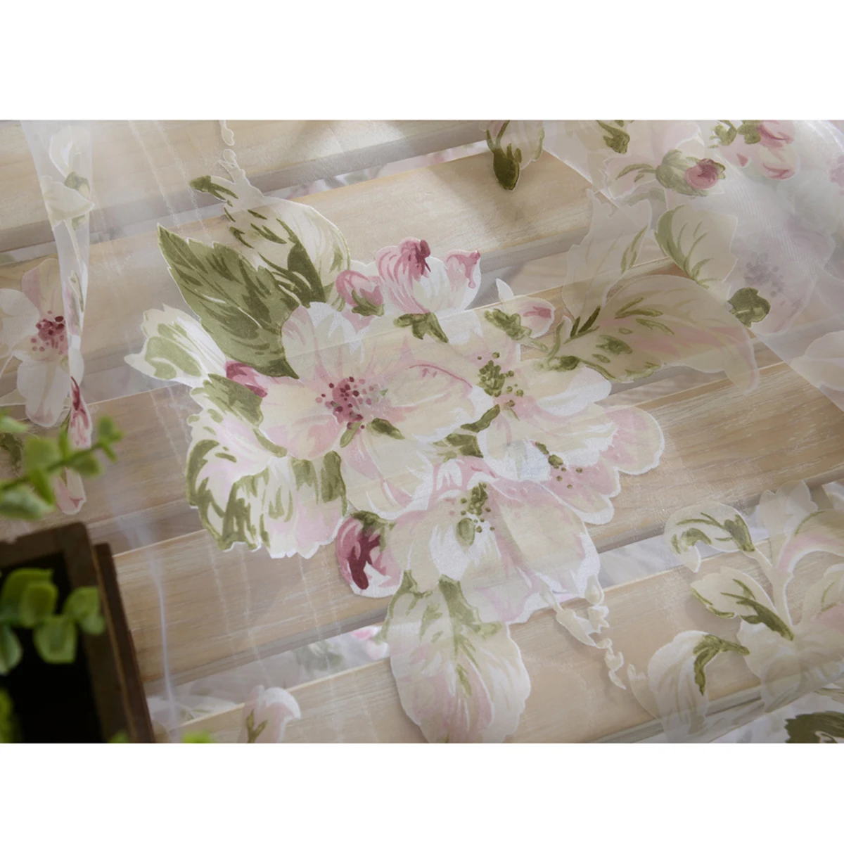 

Pink Curtains Door Scarf Window Sheer Big Flower Decorative Drapes Screen Fresh Look Bedroom