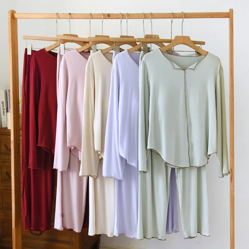 

Пижамный комплект для беременных и кормящих женщин, домашняя одежда из модала со встроенным бюстгальтером, мягкая одежда для сна с v-образным вырезом, удобный домашний костюм из двух предметов