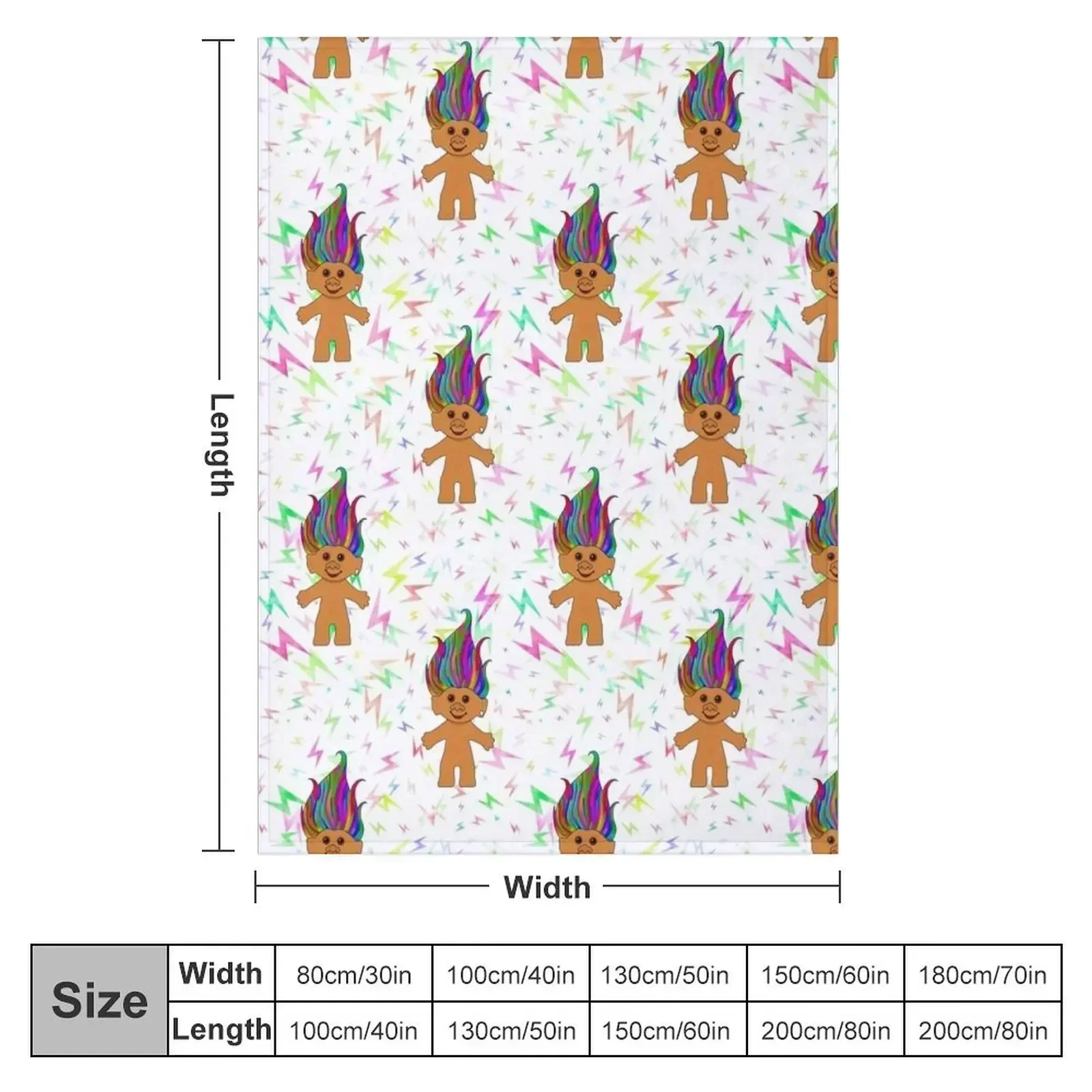 Colourful Retro Troll Doll Print for 90s Kids - Rainbow Hair Throw Blanket Fashion Sofas Retros Hair Vintage Flannels Blankets