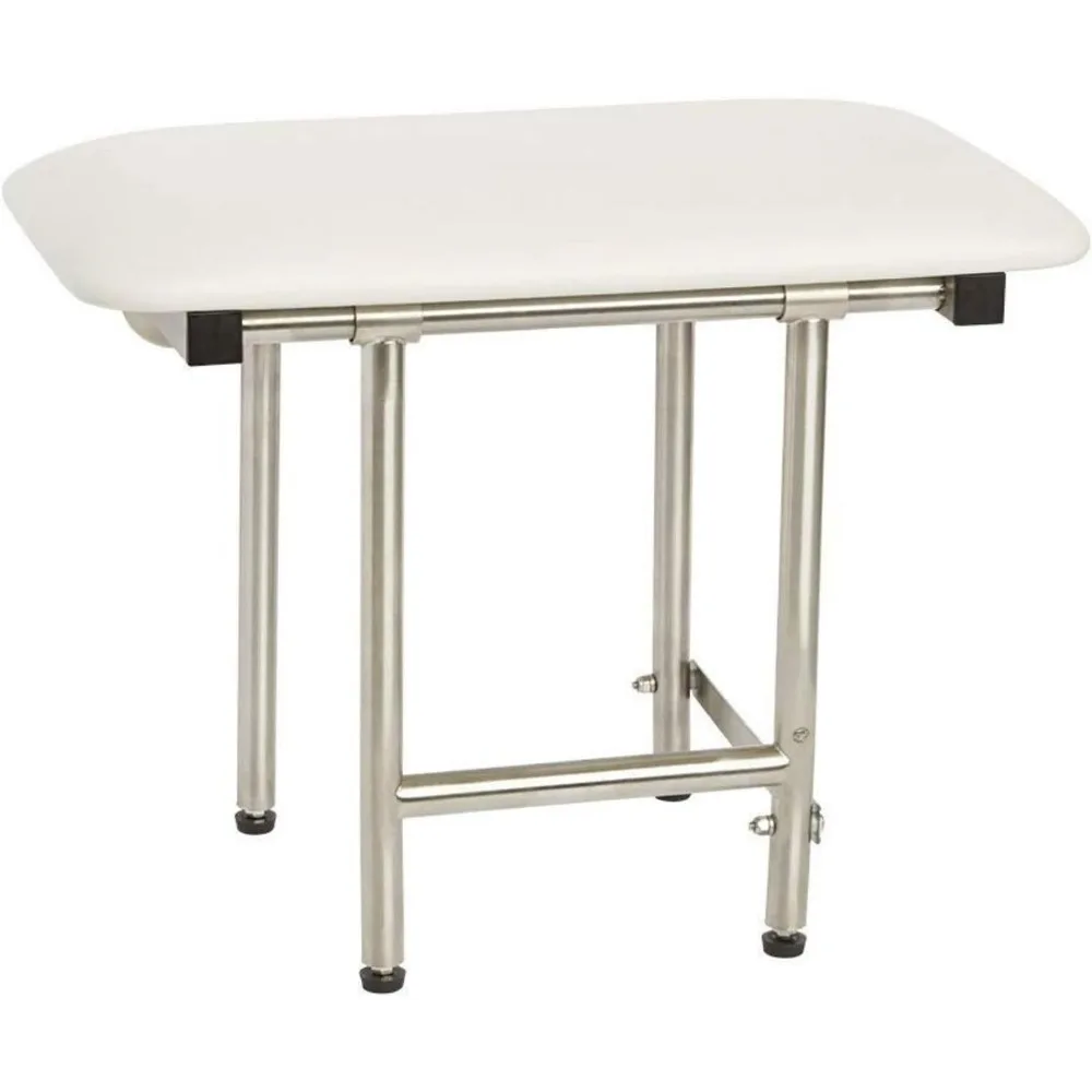 Lift-Assist Shower Bench, ADA, Padded White Naugahyde