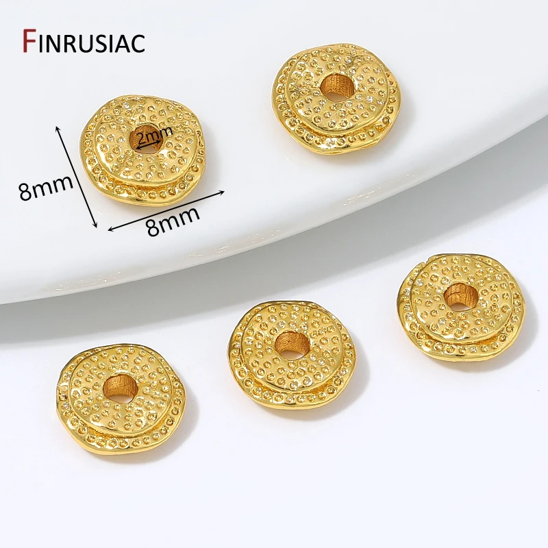 18K vergoldete Messing-Wellenscheiben-Abstandshalter-Perlen, strukturierte flache Metall-Loose-Perlen für DIY-Armband-, Halsketten- und Schmuckherstellung – Detail 13
