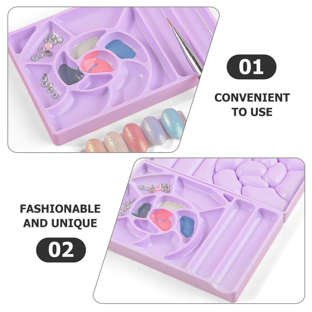 

6 pcs Art Palette Multi-Grid Design Durable Plastic Mixing Plate For Manicure Gel Nail Polish Dish Nail Polish Display Plate