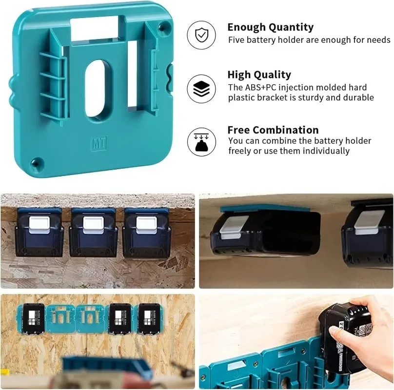 1/10x Wall-mounted Battery Bracket 18V Battery Base Fixed Bracket Battery Storage Box Holder with Screws Electrical Accessories