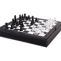 Glass Chess Set Game, 2 Extra Queens, with 13.2\