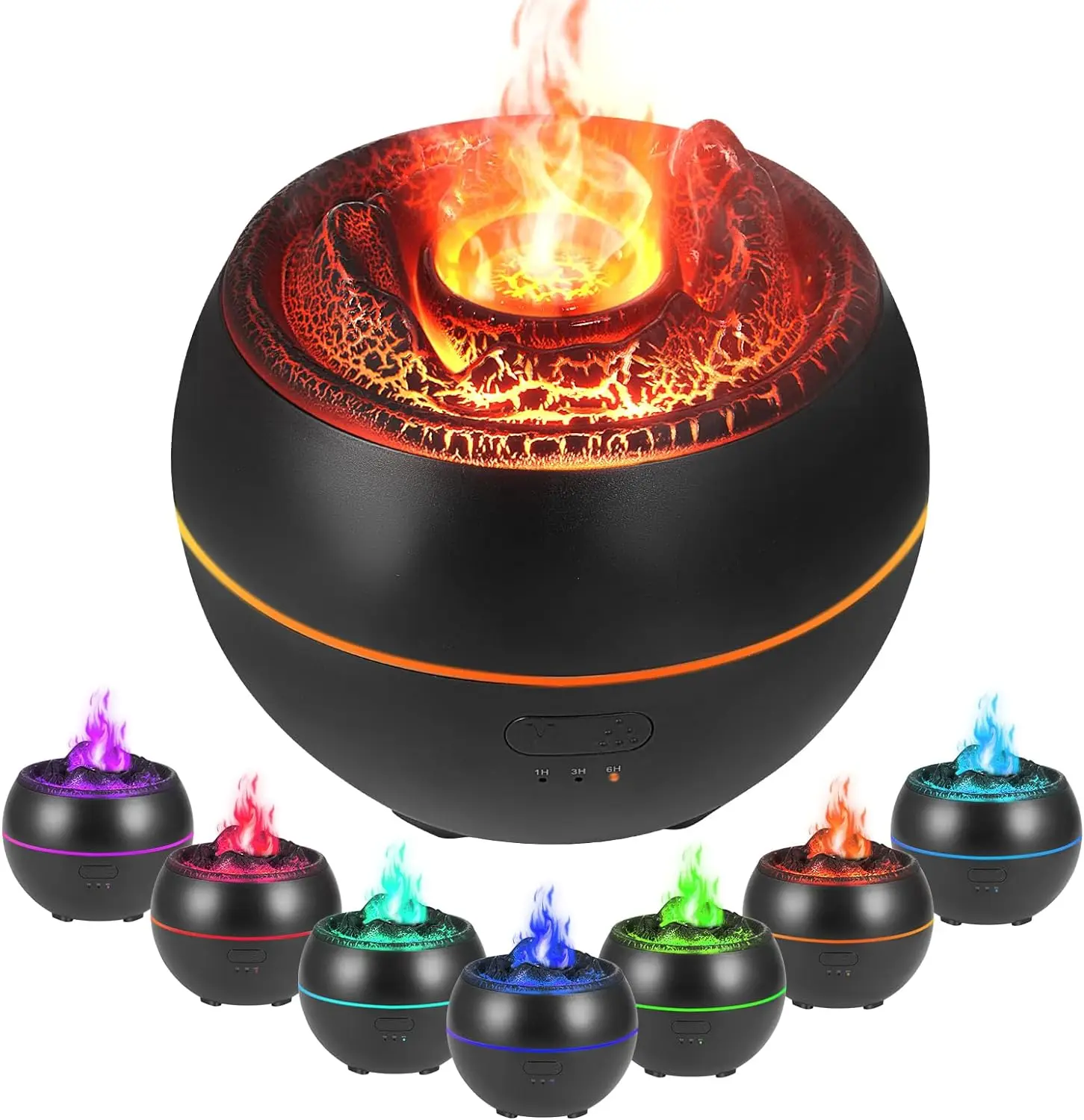 Aroma Diffuser with Flame Effect, Air Humidifier, 7 Colors, 3 Timer, Waterless Auto Shutoff, Essential Oil Diffuser for Home