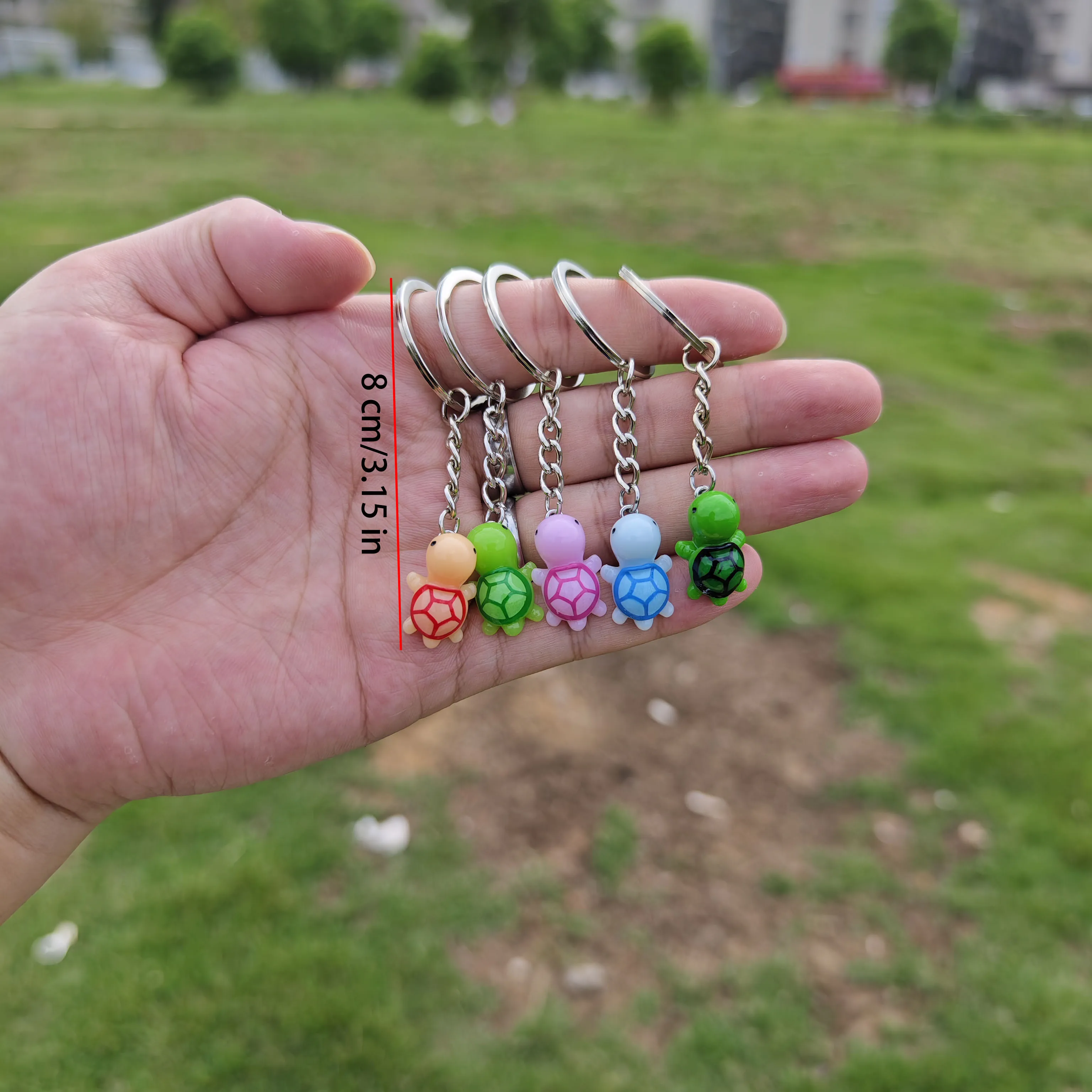 10 items Mini Turtle Hug Cards Key Ring with Inspirational \