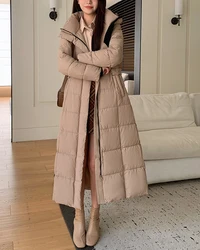 Nova moda causal parkas para as mulheres 2024 casacos grossos com capuz inverno quente jaquetas longas roupas femininas