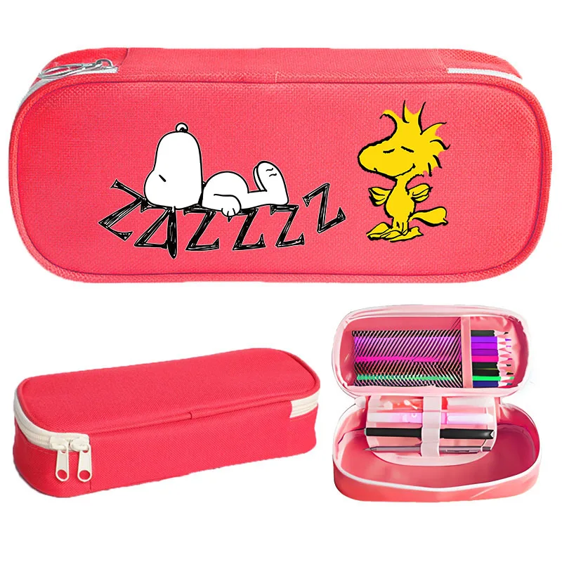 Snoopys Student Stationery Box Large Capacity Boy Girls  Pencil Case Cartoon Dog Pen Pouch Cute School Supplies Birthday Gift