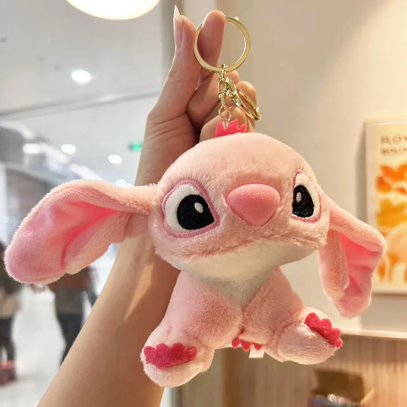 Genuine Disney Stitch Lotso Plush Toys Keychain Pendant Accessories Cute Cartoon Stuffed Doll Key Ring Toys Key Chain Gift