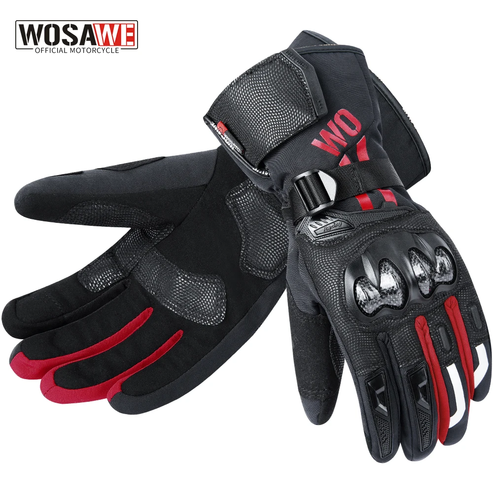 WOSAWE Motorcycle Gloves Winter Electric Bike Gloves Racing Motocross Luvas Warm up Long Full Finger Scooter Bicycle Cycling