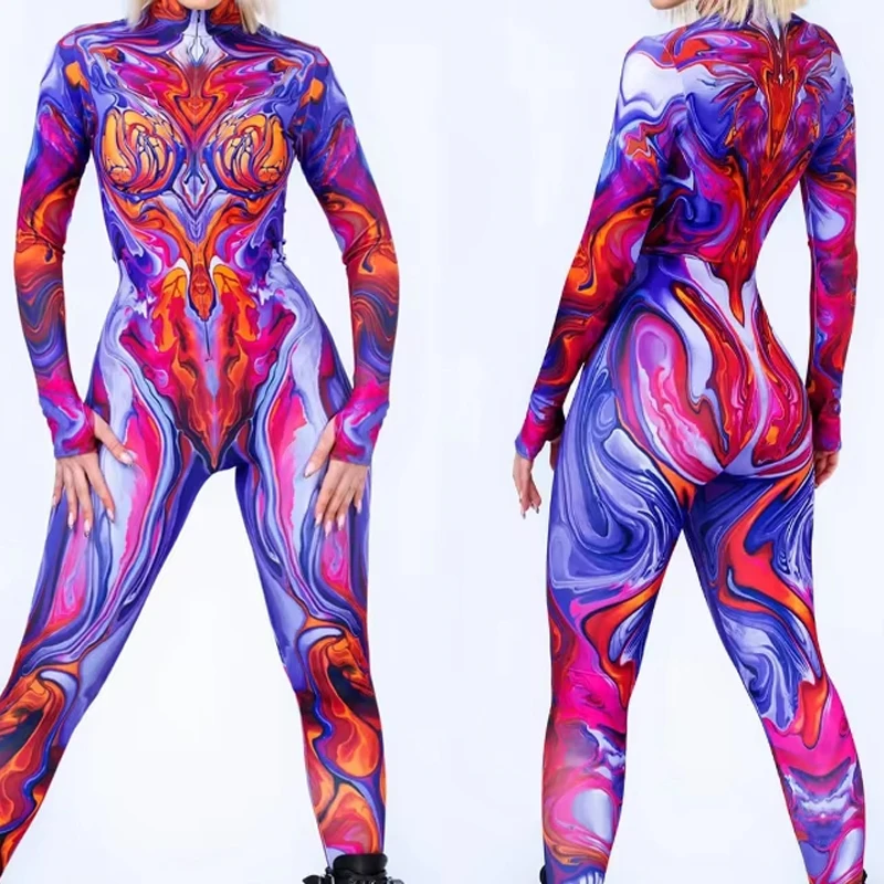 Color Graffiti Butterfly 3D print Jumpsuit Holiday Party Cosplay Punk Costume Halloween Women Stage Bodysuit Performance Outfits
