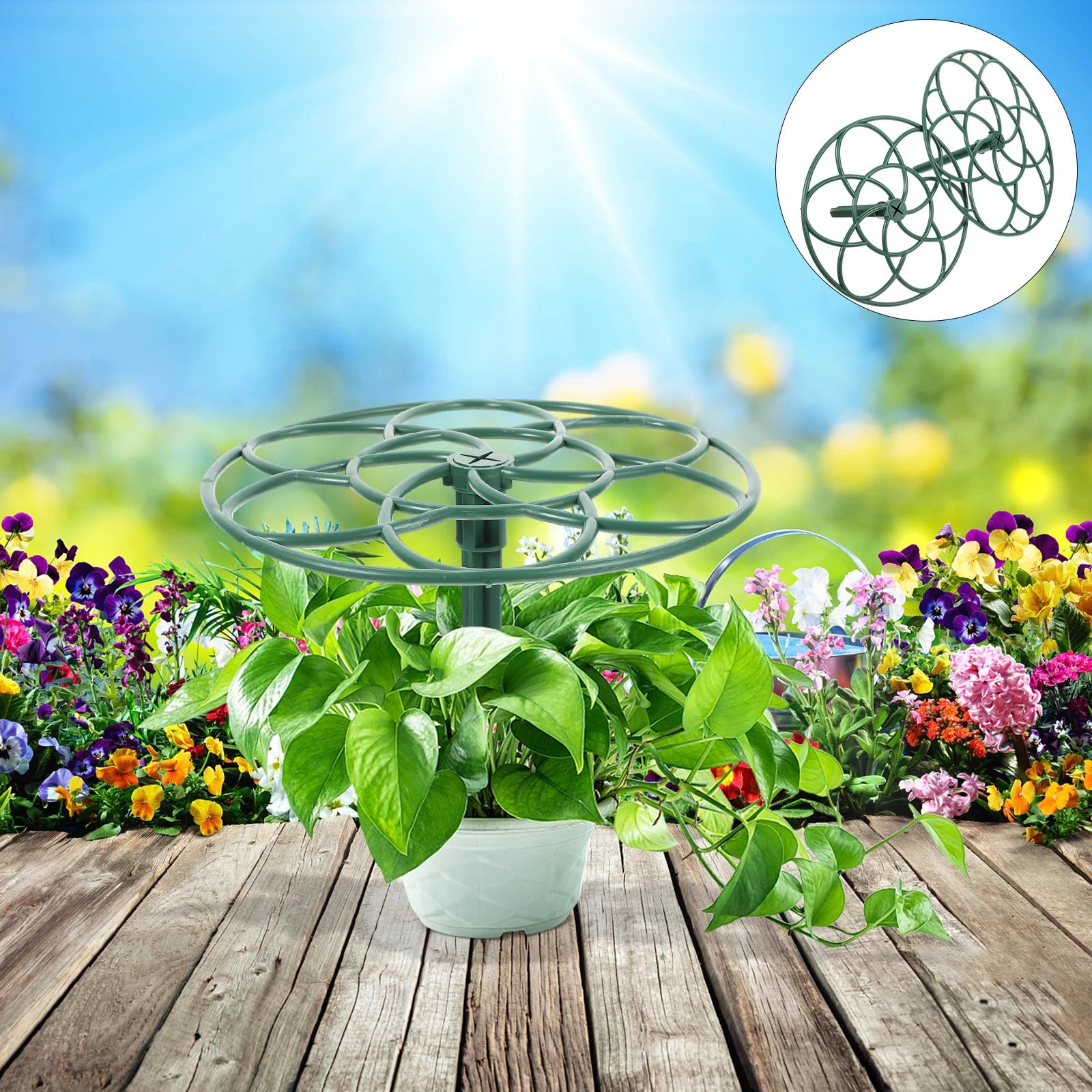 

2PCS Sunflower Shape Flower Stand 28CM 23CM Plant Support Rack Climbing Vine Durable Easy Install Green Gardening Lollipop