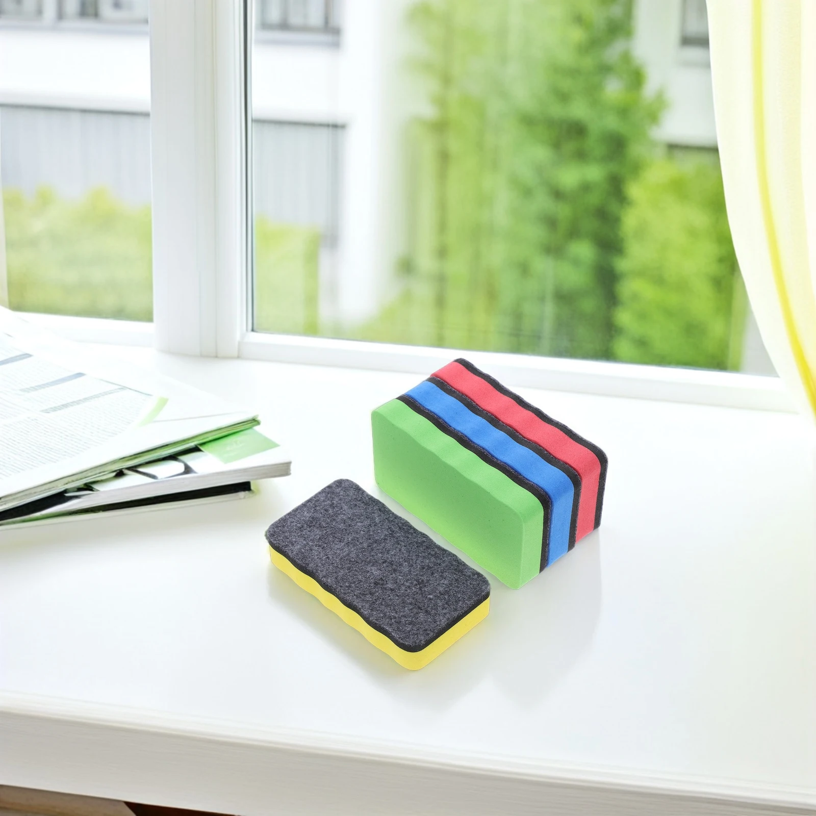 

4pcs EVA Felt Magnetic Blackboard Whiteboard Cleaner Dry Erase Wipes Handheld Eraser Multicolor School Office Home Use